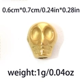 Golden stainless steel skull bead for DIY jewelry making, 0.6x0.7cm craft accessory - Punk Skull Style (TP0868-02) / 10 Pieces Pack / Gold