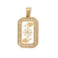 Gold tarot pendant with hamsa hand design and sparkling white cubic zirconia frame - Hamsa Hand and Eye (TP0599-02)