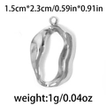 Silver stainless steel hollow oval charm with a polished finish for DIY jewelry - Silver Irregular Oval Hollow (TP0771-01)
