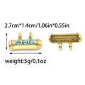 Golden 304 stainless steel cylindrical pendant with turquoise inlays and wave pattern - Double Loop Tube Connector (Blue Turquoise)