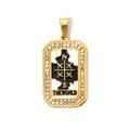 304 stainless steel The World tarot card pendant with gold plating and rhinestones - The World (TP0600-02)
