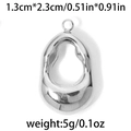 Polished 304 stainless steel oval hollow pendant for DIY jewelry, size 1.3cm x 2.3cm - Silver Irregular Oval Hollow (TP0772-01)