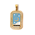 The Moon tarot card pendant in gold stainless steel with blue enamel and rhinestones - The Moon (TP0602-02)