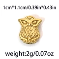 Golden owl stainless steel bead pendant for DIY jewelry, size 1cm by 1.1cm - Relief Owl Style (TP0878-02) / 10 Pieces Pack / Gold