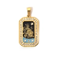 Golden 304 stainless steel tarot pendant with sun and moon enamel design and rhinestones - Goddess Priestess (TP0603-02)