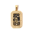 Gold tarot magician pendant in 304 stainless steel with black oil drip and white crystals - The Magician (TP0605-02)