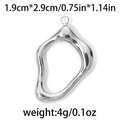 Silver 304 stainless steel irregular lava style oval pendant measuring 1.9cm x 2.9cm - Silver Lava Style Pendant (TP0776-01)