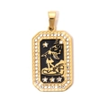 Gold 304 stainless steel tarot pendant with black enamel Kokopelli and rhinestones - Kokopelli Flute Player (TP0606-02)