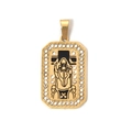 Golden 304 stainless steel tarot pendant with rhinestones and black enamel figure - Holy Figure Icon (TP0607-02)