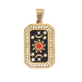 Vintage gold 304 stainless steel tarot sun moon pendant with black enamel and crystals - Sun and Moon (TP0608-02)