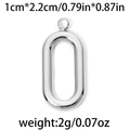 Polished stainless steel oval pendant for DIY jewelry, size 1x2.2cm, 2g weight - Silver Oval Pendant Finding (TP0801-01)