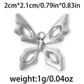 Polished 304 stainless steel hollow butterfly pendant, silver finish, 2cm x 2.1cm size - Hollow Butterfly (TP0726-01) / Silver