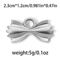 Silver 304 stainless steel bow pendant with matte finish and top loop for DIY jewelry - Farfalle Bowknot (TP0755-01) / Silver