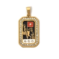 Golden 304 stainless steel tarot pendant featuring a knight on horseback with rhinestones - Knight and Star Flag (TP0615-02)