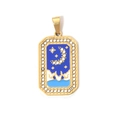 304 stainless steel tarot pendant with blue enamel moon star pattern and crystals - Dark Blue Moon Shadow (TP0617-02)
