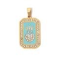 Golden tarot pendant with light blue enamel, crown and sparkling crystal heart detail - Crown Heart (TP0618-02)