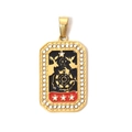 Rectangular golden tarot charm with red and black enamel nautical helm and white rhinestones - Nautical Helm Wheel (TP0619-02)