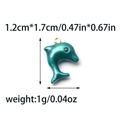Detail view of teal dolphin pendant with dimensions 1.2cm x 1.7cm and golden ring - Dolphin Shape (TP1395-02)
