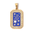 304 stainless steel tarot pendant with blue enamel star and sparkling zircon border - Dark Blue Shooting Star (TP0621-02)