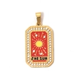 The Sun tarot card pendant in gold and red finish with sparkling crystal embellishments - The Sun (TP0622-02)