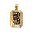 Gold tarot card pendant with winged figure, black enamel and white crystal border - Religious Figure Angel (TP0623-02)