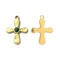Colgante de cruz de acero inoxidable 304 dorado con piedra malaquita verde - Estilo Verde (TP1027-02-green)