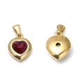 Colgante de corazón de acero 304 con circonita roja y acabado dorado de lujo - Corazón Rojo (TP1117-02-red)