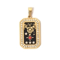 Gold-plated 304 stainless steel The Devil Tarot pendant with black enamel and crystals - The Devil (TP0625-02)