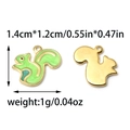 Detailed view of green enamel squirrel charms with size and weight specifications - Green Squirrel