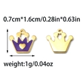 Voor- en achterkant van paarse kroon hanger met gouden hart voor sieraden maken - Paars Hart Kroon (TP1115-02-purple)