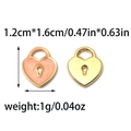 Detail view of 1.2cm heart lock pendants in pink enamel and gold finish with size info - Heart Lock Style (TP1099-02-orange) / Orange