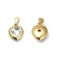 Conjunto de colgante de corazón dorado con circón claro vista frontal y trasera - Corazón Blanco (TP1117-02-white)