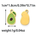 Avocado-shaped 304 stainless steel enamel pendant with front and back views for jewelry - Avocado Style (TP1342-02)