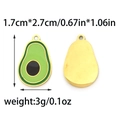 Avocado charm pendant made of 304 stainless steel with green enamel finish - Large Avocado Style (TP1347-02)