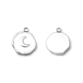 Silver stainless steel crescent moon pendant with hammered texture for DIY necklaces - Silver Border White Moon (TP1092-01-white)