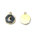 304 stainless steel moon pendant with black enamel inlay and golden finish - Gold Border Black Moon (TP1092-02-black)