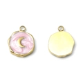 Pendentif lune en émail rose et acier inoxydable 304 doré pour la création de bijoux - Bordure Dorée Lune Rose (TP1092-02-pink)