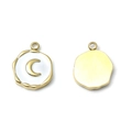 Pendentif rond en acier inoxydable 304 doré avec croissant de lune émaillé blanc - Bordure Dorée Lune Blanche (TP1092-02-white)