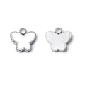 Pendentif papillon en acier inoxydable 304 avec émail blanc et bordure perlée argent - Blanc (Bord Argenté)