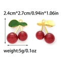 Pendentifs cerises rouges en acier inoxydable 304 avec détails en émail vert - Grande Cerise (TP1338-02-big)
