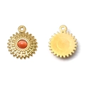 DIY Sonnenanhänger aus Edelstahl 304 mit orangefarbenem Katzenaugenstein für Schmuck - Blumenform Gold Basis Roter Stein Stil (TP1201-02-red)