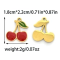 304 stainless steel red cherry charms for DIY jewelry making with gold-tone finish - Drip Oil Cherry (TP1354-02)