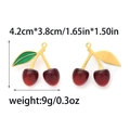 304 stainless steel cherry fruit pendant with red enamel finish and golden metal stem - Double Cherry (TP1358-02)