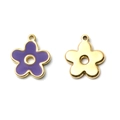 Violetter Emaille- und vergoldeter Edelstahl-Rosenanhänger für DIY-Schmuckherstellung - Violetter Fünfblättriger Blumenstil (TP1106-02-purple)