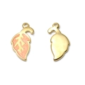 304 Edelstahl Blattanhänger mit pink-orangem Emaille-Inlay und goldener Beschichtung - Orangeroter Blattstil (TP1107-02-orange)
