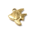 Golden 304 stainless steel tropical fish pendant with a textured brushed metal finish - Gold