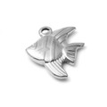 DIY tropical angelfish charm pendant in polished 304 stainless steel for jewelry making - Silver