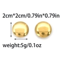 Detailed view of 2cm gold stainless steel round stud earrings showing weight and size - Domed Round Style (TP1155-02)