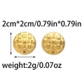 Macro detail of a 2cm golden mesh textured round earring connector for DIY jewelry making - Woven Round Style (TP1154-02)