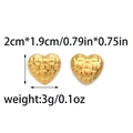 Gold textured heart-shaped stud earrings in 304 stainless steel, 2cm size specifications - Woven Heart Style (TP1153-02)